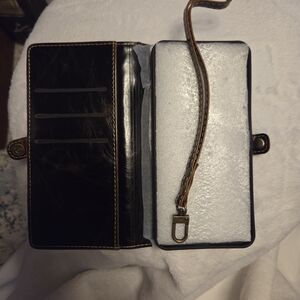 Galaxy S25 Plus Black and Brown Wristlet Phone Case